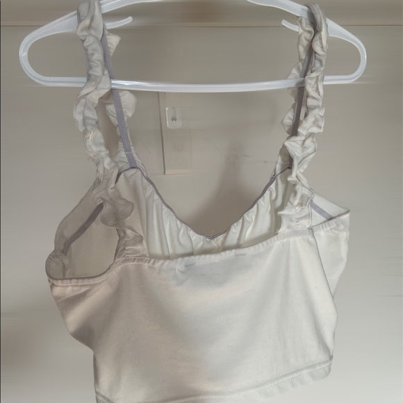 White ruffled tank top with tie in the front - Picture 2 of 2